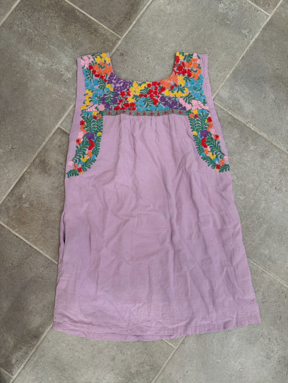 Lavender Embroidered Mini Dress - Boho Floral Detail